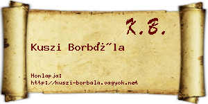 Kuszi Borbála névjegykártya